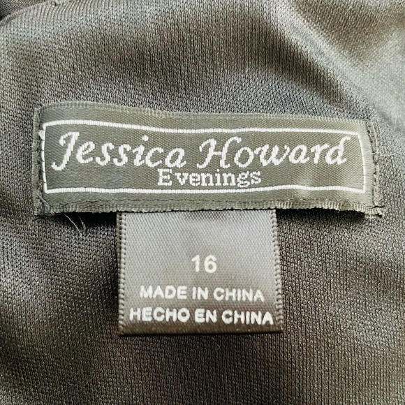 JESSICA HOWARD Beads Embroidered Sleeveless V-Neck Fit&Flare Evening Dress Gown - Picture 7 of 7